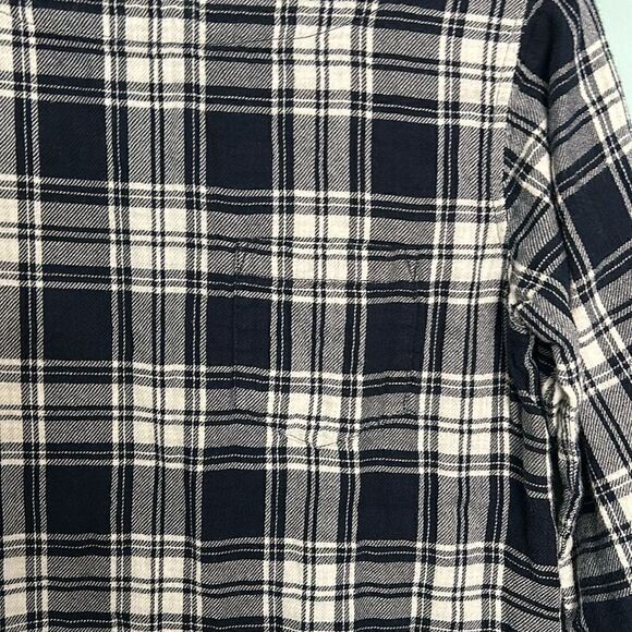Madewell Boxy "Bedford" Flannel Tee 3/4 Sleeve Ink Plaid - Picture 3 of 8